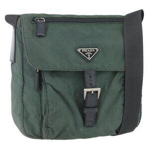 Authentic PRADA Shoulder Bag Nylon Green Silver